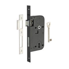 THIRARD - Serrure encastrable à clé pour porte de chambre, axe 50mm, bouts carrés, noir, 1 clé