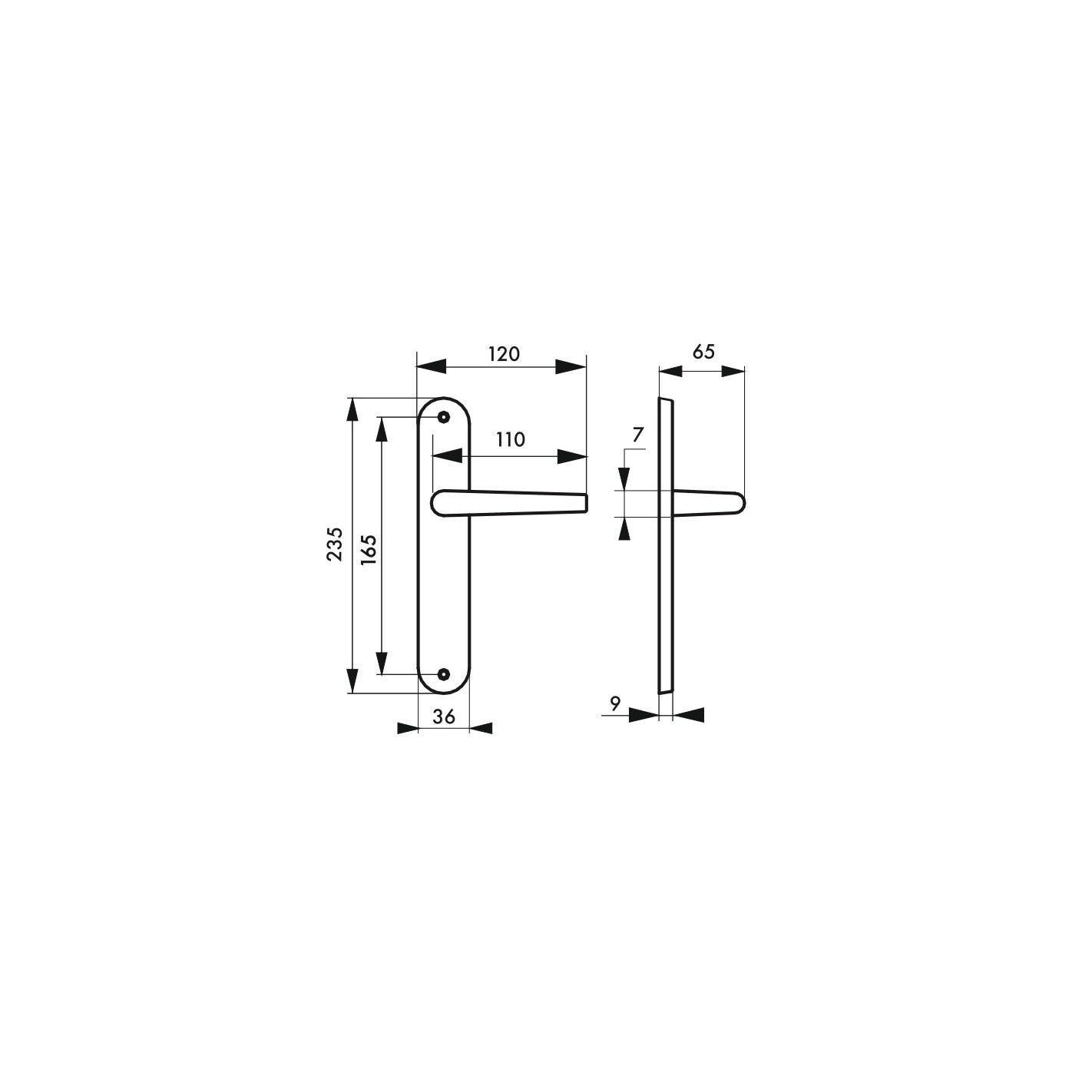 THIRARD - Ensemble de poignées pour porte intérieure Hebe sans trou, carré 7mm, entr'axes 165mm, laqué blanc 3
