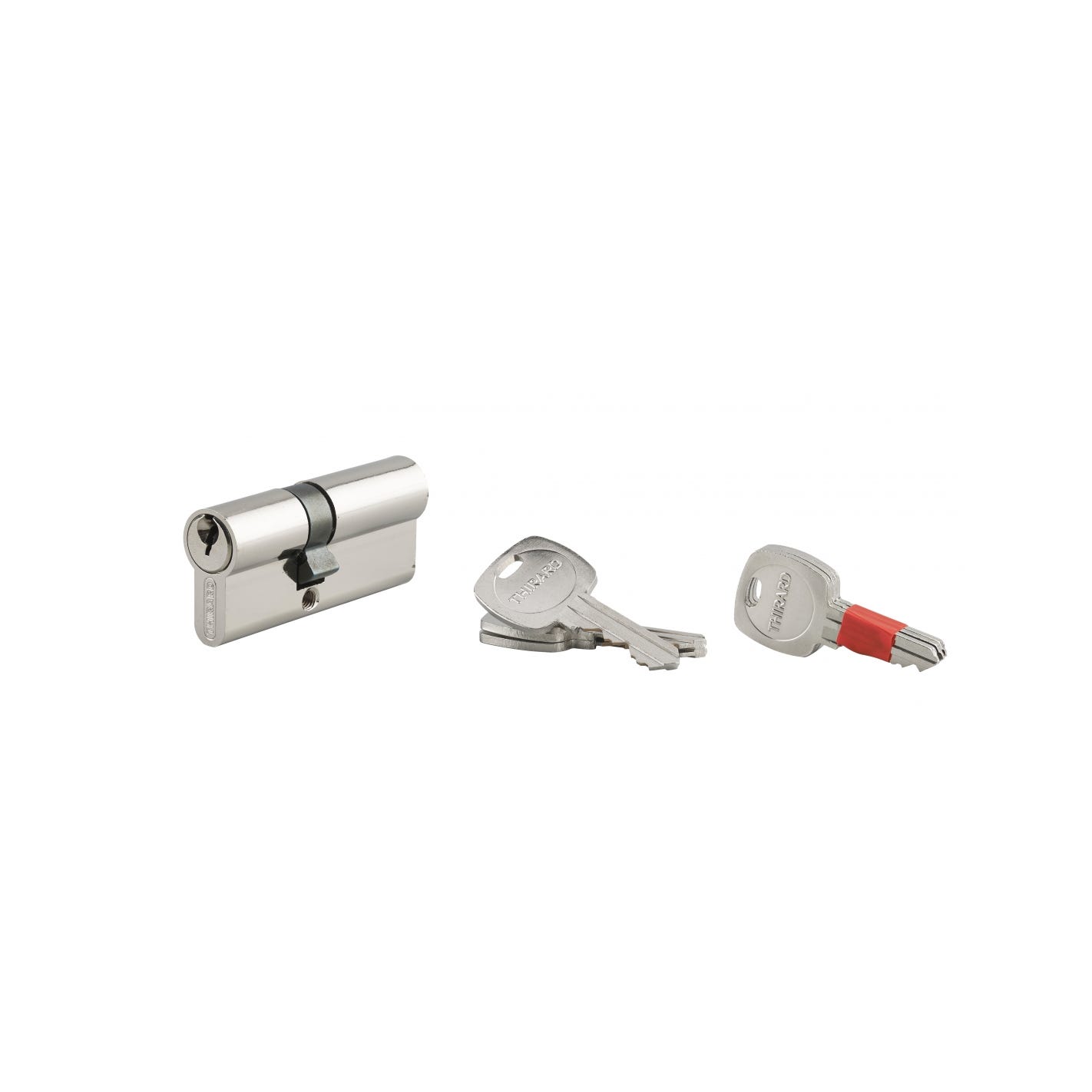 THIRARD - Cylindre de serrure double entrée clé modifiable, 30x40mm, anti-arrachement, anti-perçage, nickel, 2x3 clés 0