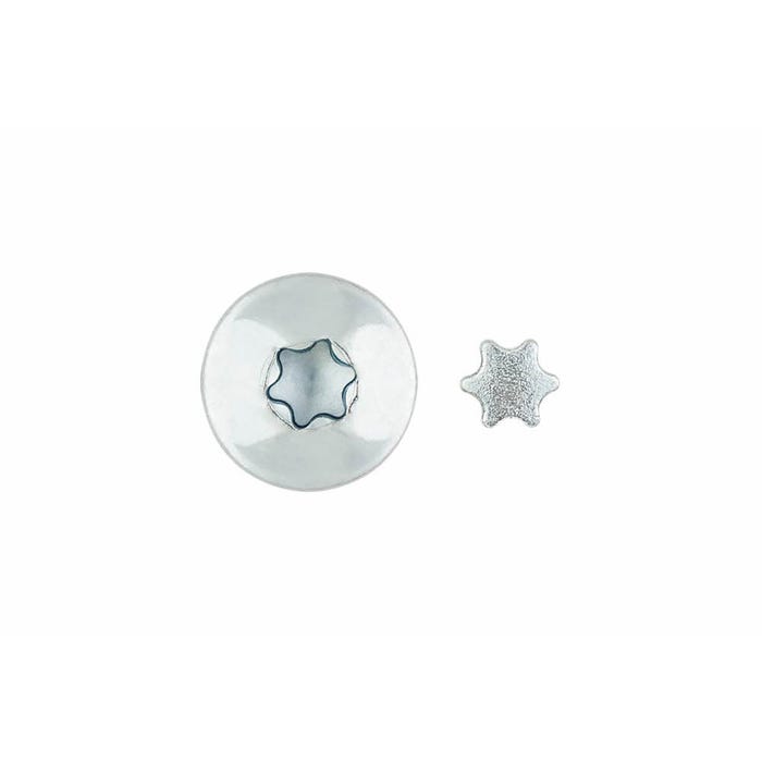 Vis inviolable - Empreinte Torx étoile pour tête inviolable - Zinguée Boite de 100 0