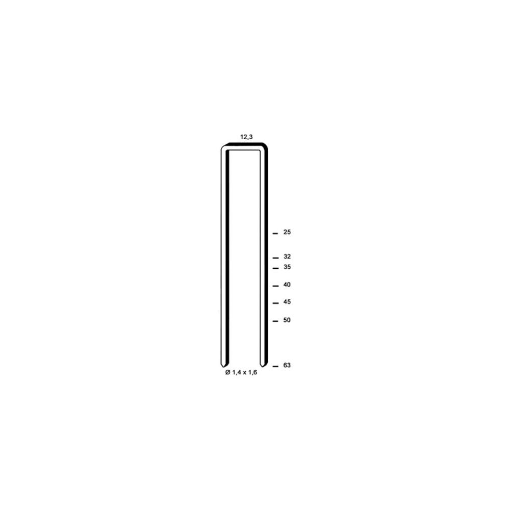 10 000 agrafes galvanisées S-63 - 12,3 x 63 x D. 1,4 x 1,6 mm - 6S-631 - Alsafix