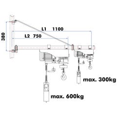 Bras de fixation 1100 mm pour palan ESZ - SA3001100 - Holzmann 1