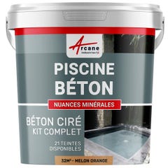 Kit Béton Ciré Piscine Béton - Rénovation et Etanchéité - 32 m² - Melon Orange - ARCANE INDUSTRIES