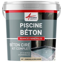 Kit Béton Ciré Piscine Béton - Rénovation et Etanchéité - 8 m² - Chinchilla Gris Beige - ARCANE INDUSTRIES