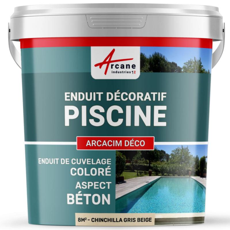 Enduit De Cuvelage Piscine Finition Beton Cire - Arcacim Deco - Chinchilla Gris Beige - Kit De 8 M² - Arcane Industries