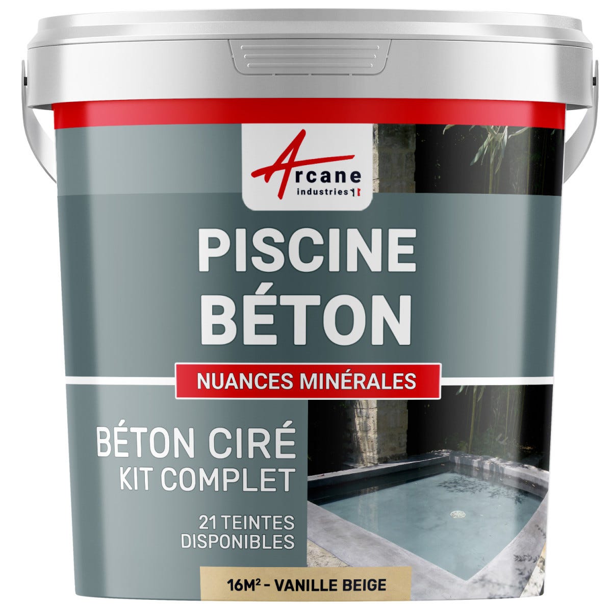 Kit Béton Ciré Piscine Béton - Rénovation et Etanchéité - 16 m² - Vanille Beige - ARCANE INDUSTRIES 0