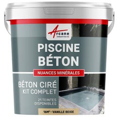 Kit Béton Ciré Piscine Béton - Rénovation et Etanchéité - 16 m² - Vanille Beige - ARCANE INDUSTRIES