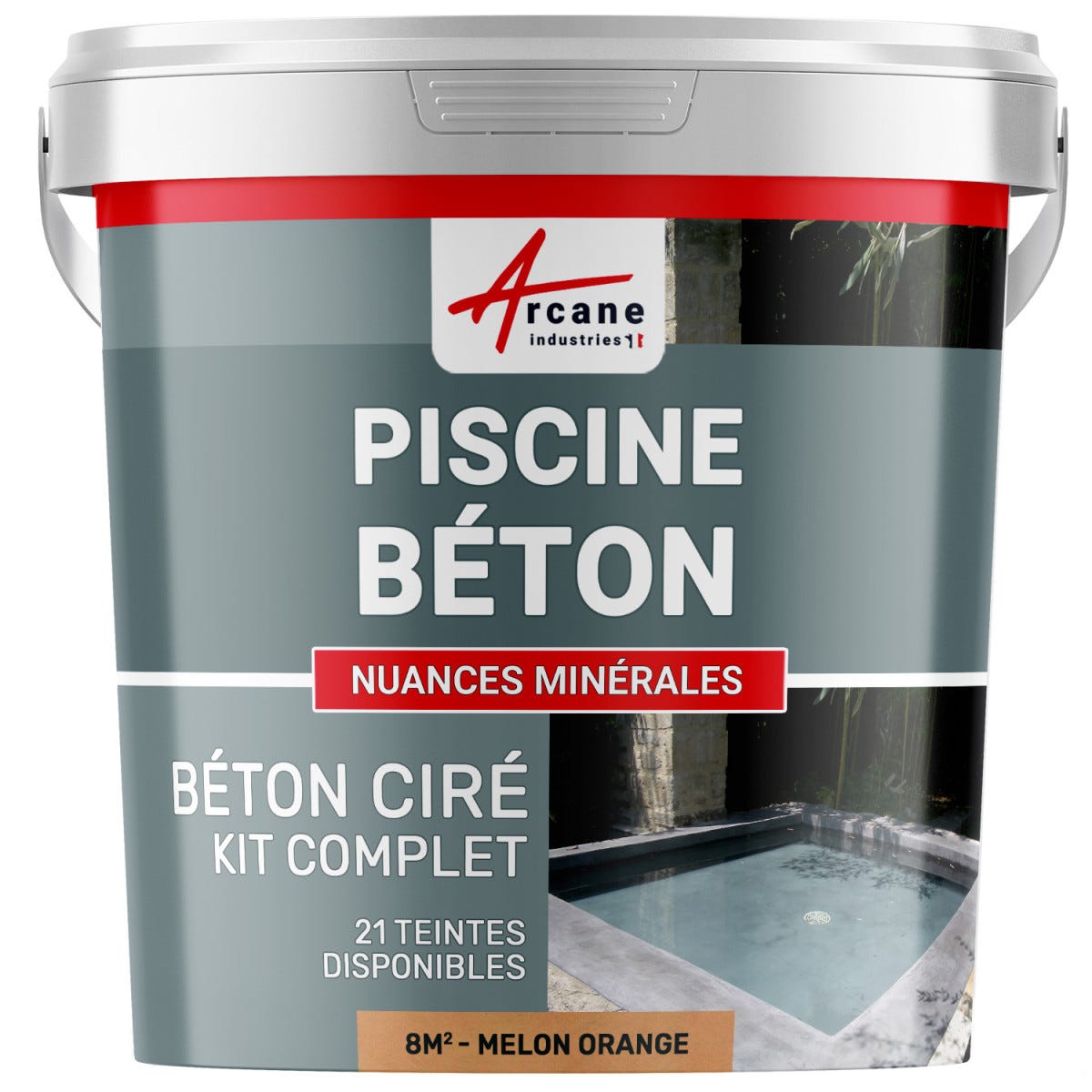 Kit Béton Ciré Piscine Béton - Rénovation et Etanchéité - 8 m² - Melon Orange - ARCANE INDUSTRIES 0