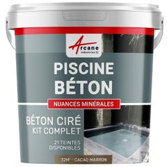 Kit Béton Ciré Piscine Béton - Rénovation et Etanchéité - 32 m² - Cacao Marron - ARCANE INDUSTRIES