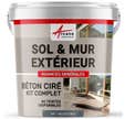 KIT BETON CIRE EXTERIEUR : Pour sol, mur, terrasse, balcon, escalier - 2 m² (en 2 couches) - Mulot Gris