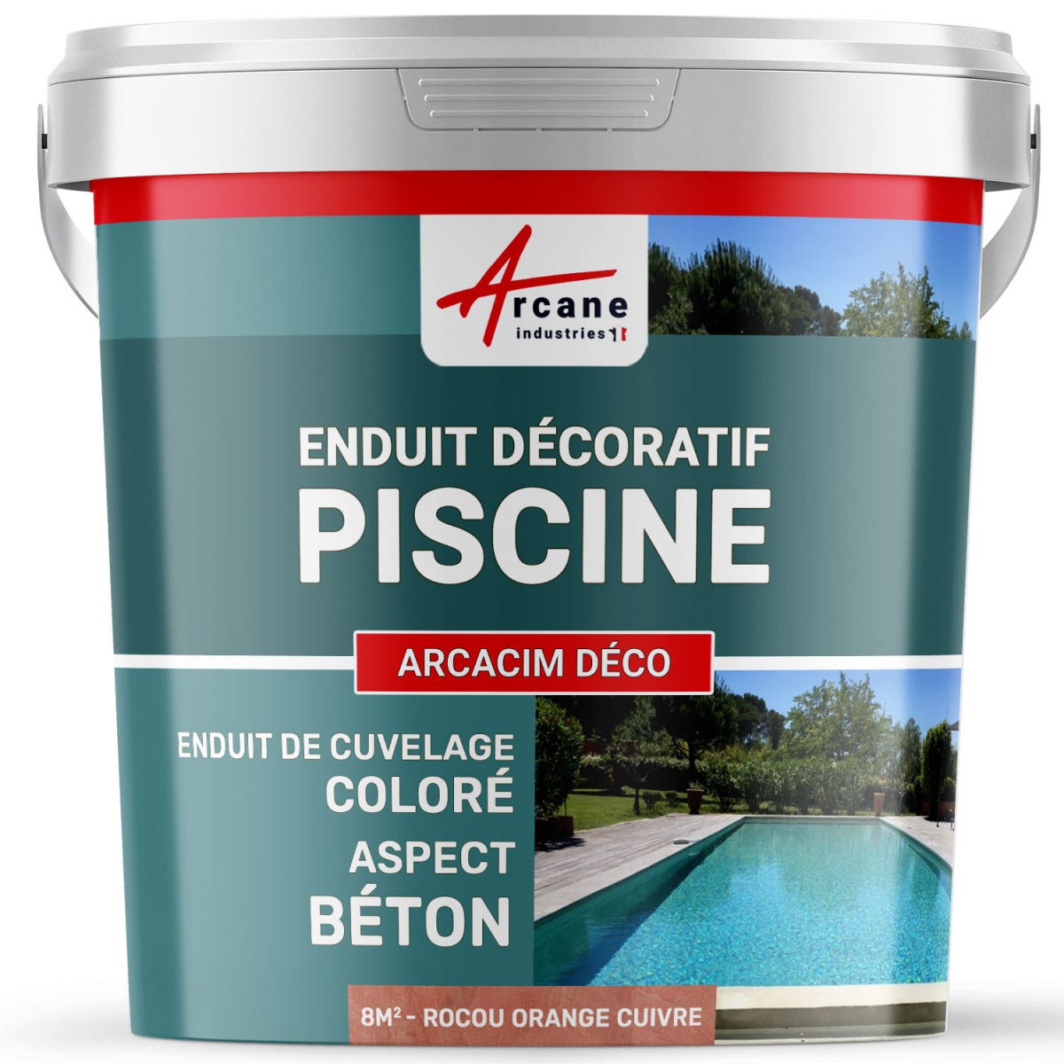 ENDUIT DE CUVELAGE PISCINE FINITION BETON CIRE - ARCACIM DECO - 8 m² - Rocou Orange Cuivre - ARCANE INDUSTRIES 0