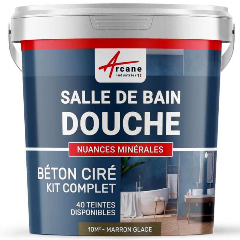 Kit Béton Ciré - Murs Salle De Bains Douche Italienne - Marron Glace - Kit 10 M² (2 Couches) - Arcane Industries