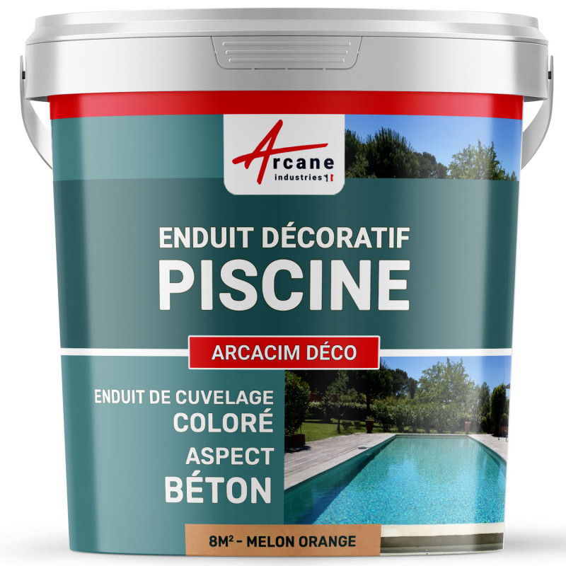 Enduit De Cuvelage Piscine Finition Beton Cire - Arcacim Deco - Melon Orange - Kit De 8 M² - Arcane Industries