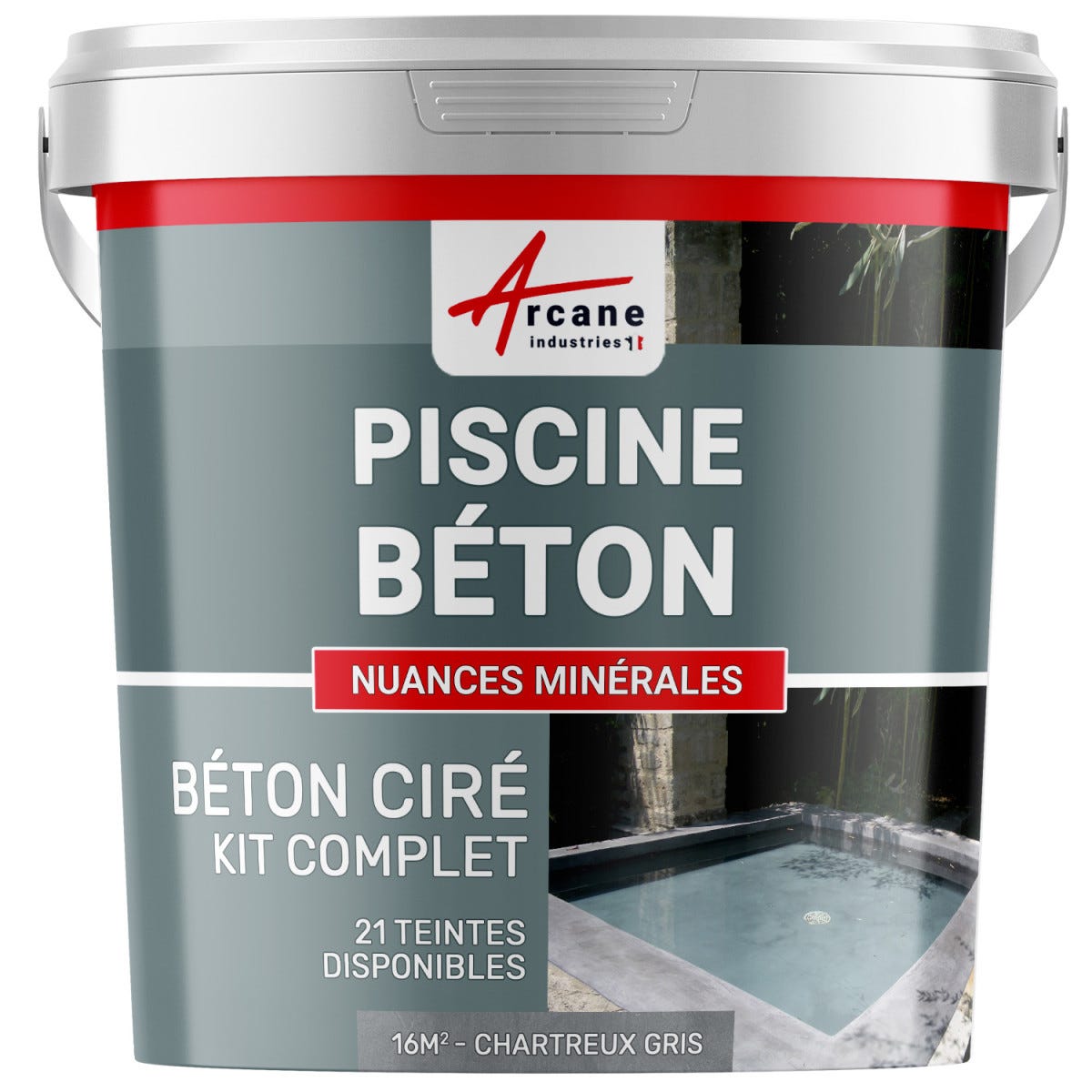 Kit Béton Ciré Piscine Béton - Rénovation et Etanchéité - 16 m² - Chartreux - Gris - ARCANE INDUSTRIES 0