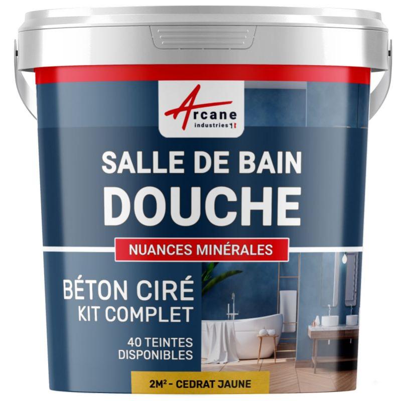 Kit Béton Ciré - Murs Salle De Bains Douche Italienne - Cedrat - Jaune - Kit 2 M² (2 Couches) - Arcane Industries