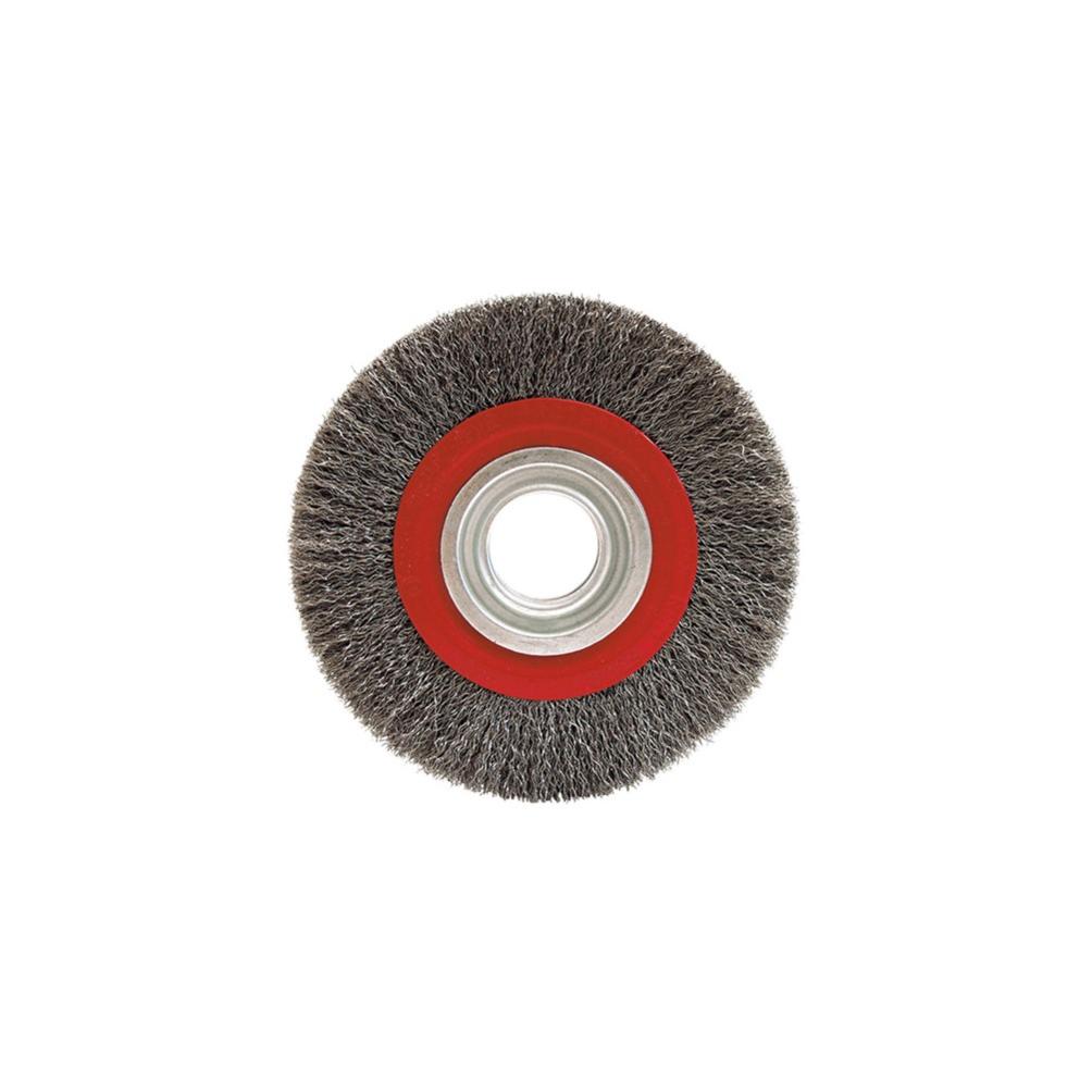 Brosse circulaire fil acier ondulé pour touret 0,30 mm D. 200 mm Al. 16/20/25 mm Ep.20 mm métal - Décapage dur - 410.20