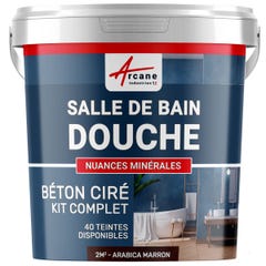 Kit Béton Ciré - Murs Salle De Bains Douche Italienne - Arabica Marron - 2 M² (en 2 Couches) - Arcane Industries