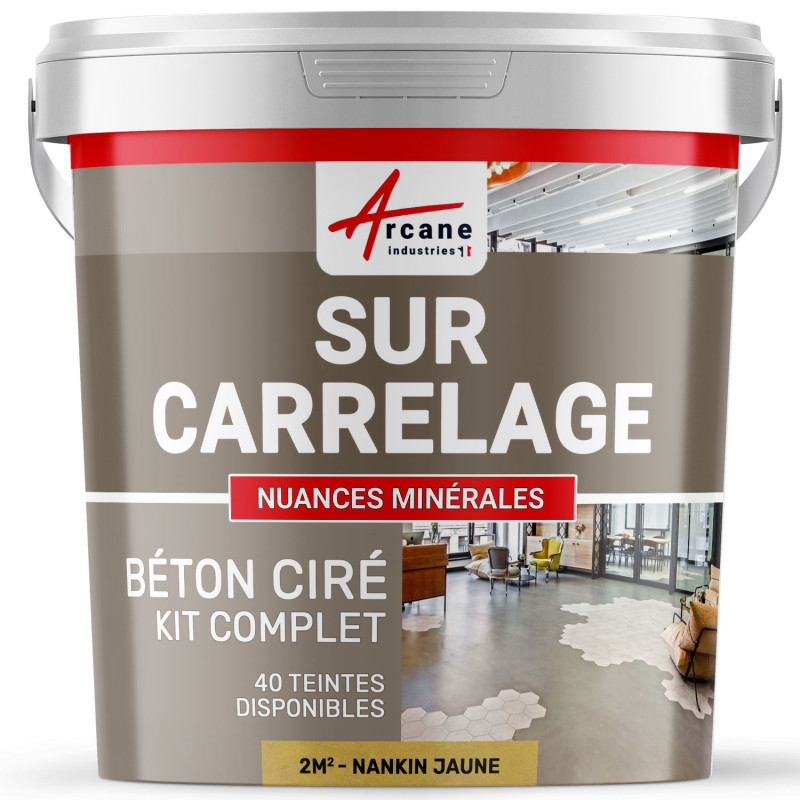 Beton Cire Carrelage Pour Sols Et Murs - Beton Cire Sur Carrelage - Nankin - Jaune - 2 M² (2 Couches)