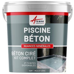 Kit Béton Ciré Piscine Béton - Rénovation et Etanchéité - 16 m² - Mulot Gris - ARCANE INDUSTRIES