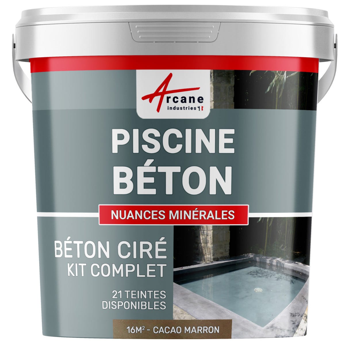 Kit Béton Ciré Piscine Béton - Rénovation et Etanchéité - 16 m² - Cacao Marron - ARCANE INDUSTRIES 0