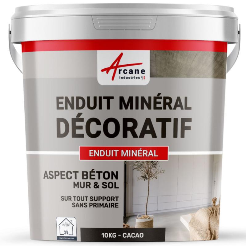 Enduit Minéral Aspect Béton Mur Et Sol - Cacao - Kit 10 Kg - 6.5m² Pour 2 Couches - Arcane Industries
