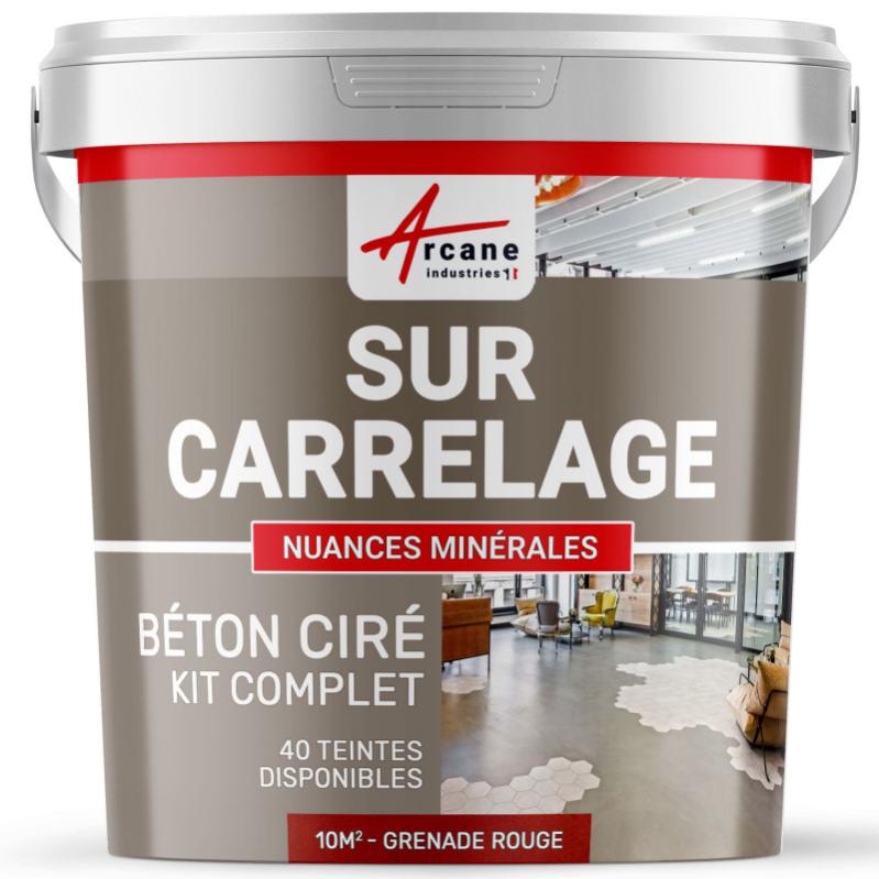 Beton Cire Carrelage Pour Sols Et Murs - Beton Cire Sur Carrelage - Grenade - Rouge - 10 M² (2 Couches)