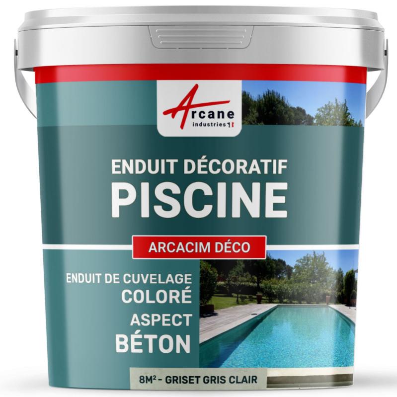 Enduit De Cuvelage Piscine Finition Beton Cire - Arcacim Deco - Griset Gris Clair - Kit De 8 M² - Arcane Industries