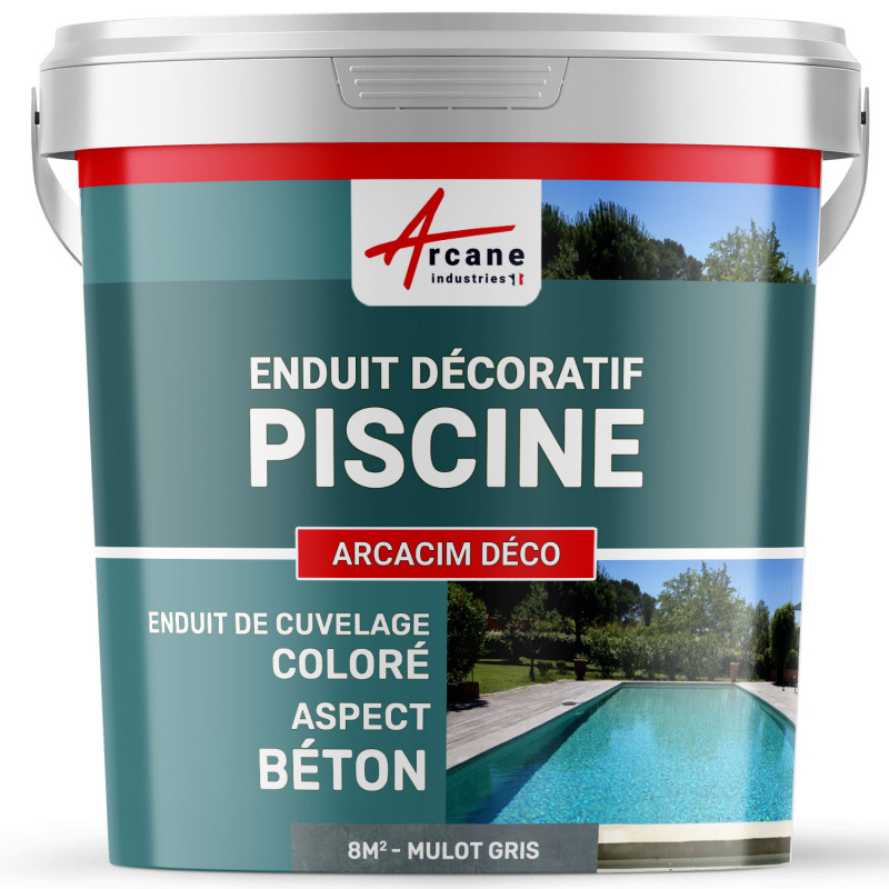 Enduit De Cuvelage Piscine Finition Beton Cire - Arcacim Deco - Mulot Gris - Kit De 8 M² - Arcane Industries