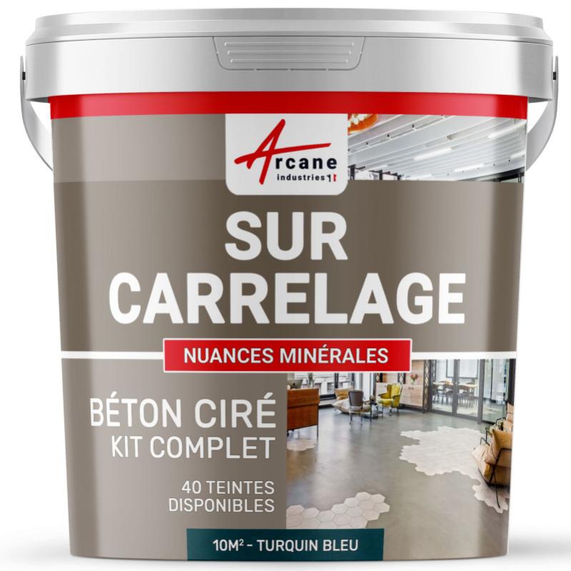 Beton Cire Carrelage Pour Sols Et Murs - Beton Cire Sur Carrelage - Turquin - Bleu - 10 M² (2 Couches)