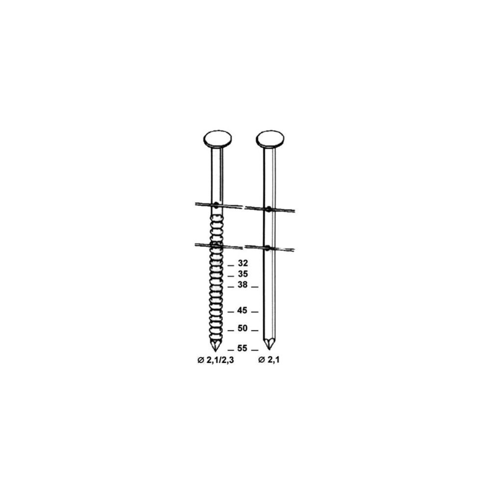 Coil de 15 600 pointes annelées 16° BO 21/23 D. 2,1/2,3 x 50 mm - BO-21502 Alsafix