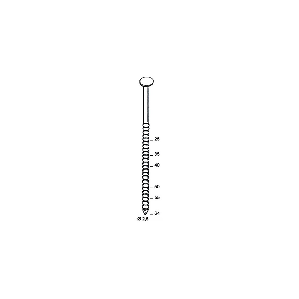 Coil de 6 000 pointes annelées INOX A4 tête bombée (TB) 16° COILS S 23 D. 2,5 x 55 mm - 16S25558 Alsafix