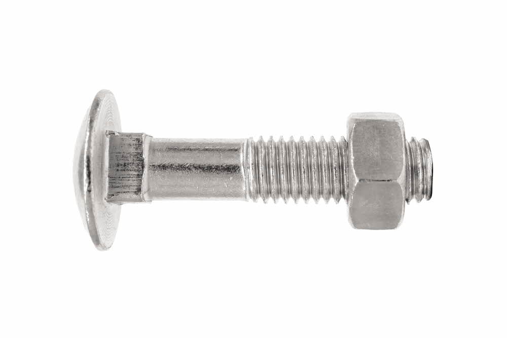 Vis tête ronde collet carré et écrou hexagonal - Zinguée M6 x 50 - Boite de 200