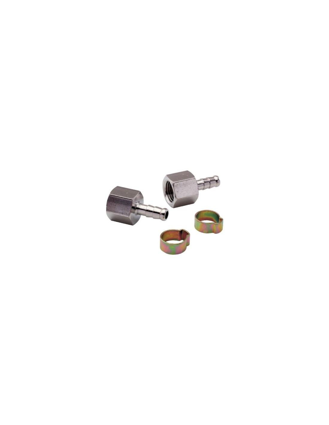 2 embouts cannelés 3/8"F pour tuyau 8x13 + colliers Mecafer