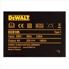 Dewalt DCB 105 Chargeur de 10,8V à 18V pour batterie Li-Ion 2
