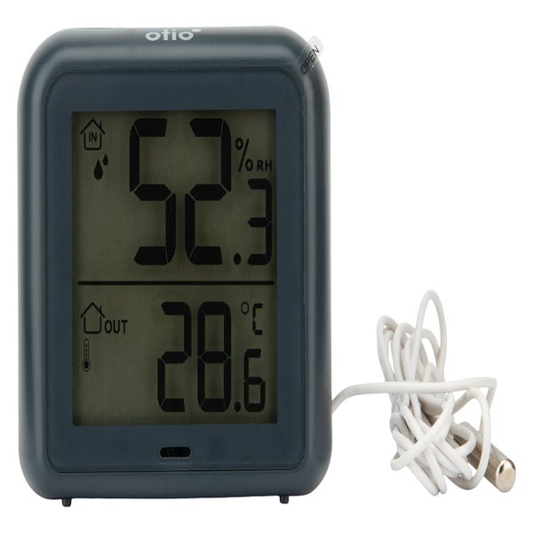Thermomètre – hygromètre avec capteur sans fil gris anthracite - Otio ❘  Bricoman