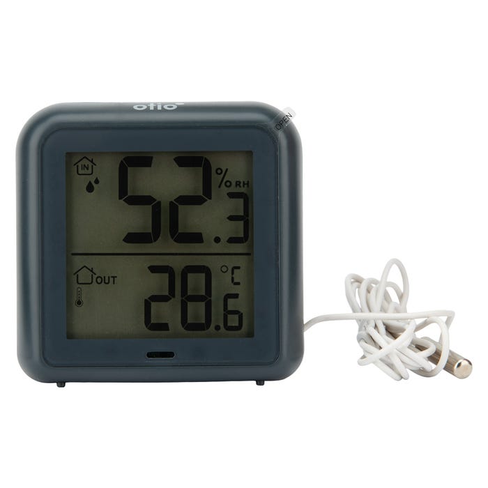 Thermomètre –hygromètre à sonde de température filaire gris anthracite - Otio 1