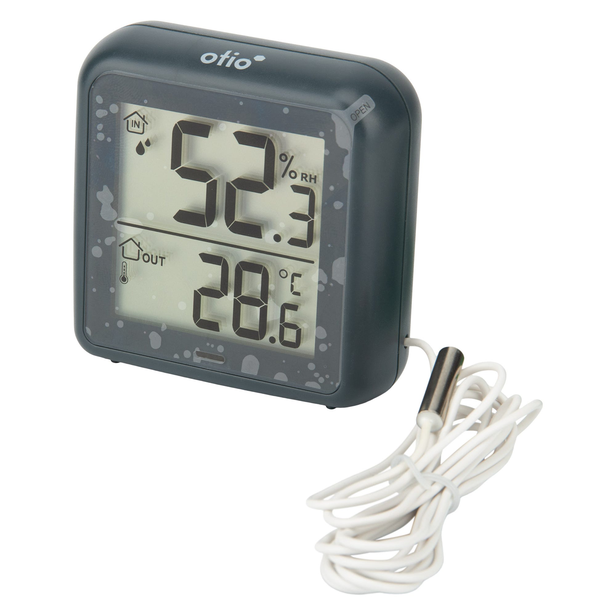 Thermomètre –hygromètre à sonde de température filaire gris anthracite - Otio 2
