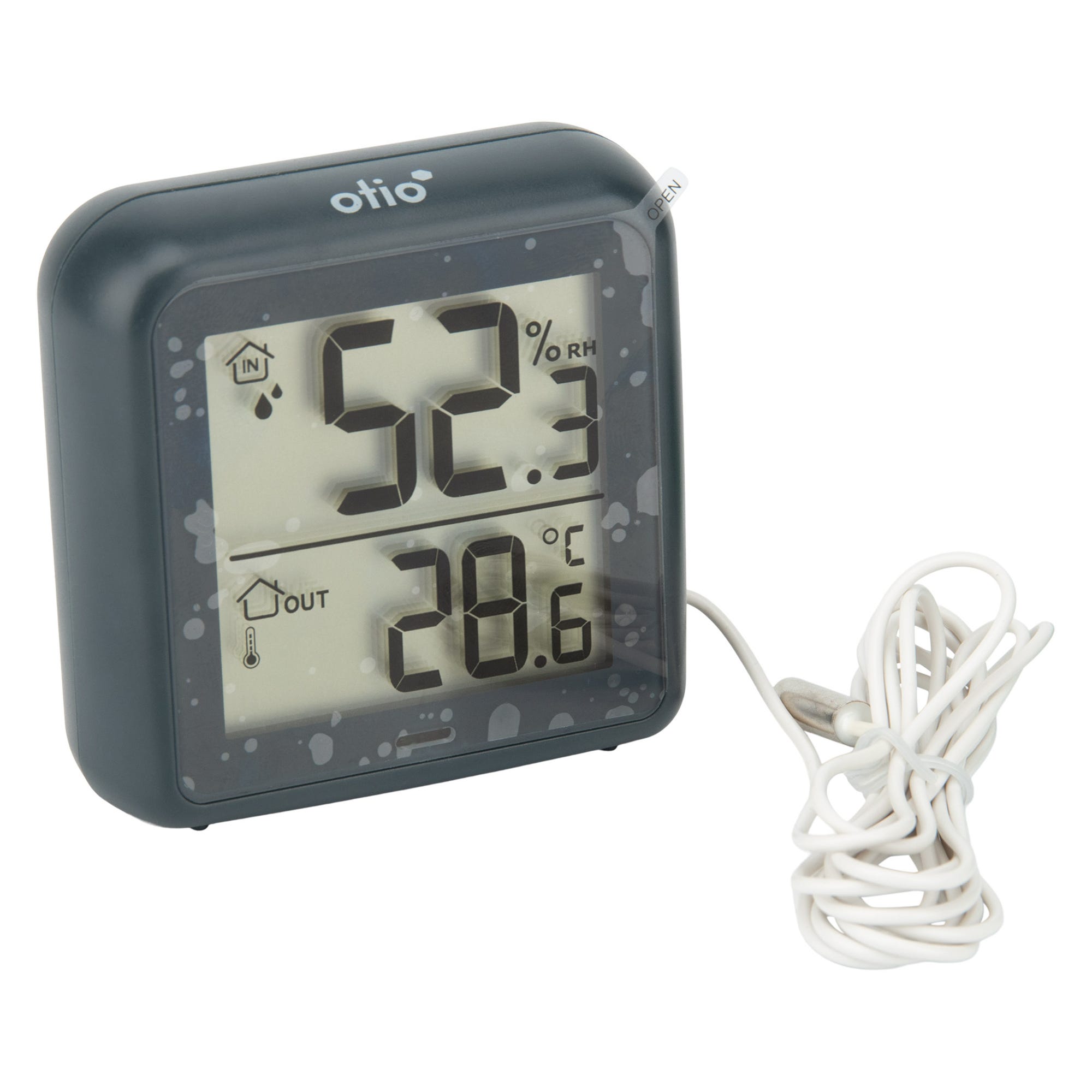 Thermomètre –hygromètre à sonde de température filaire gris anthracite - Otio 0
