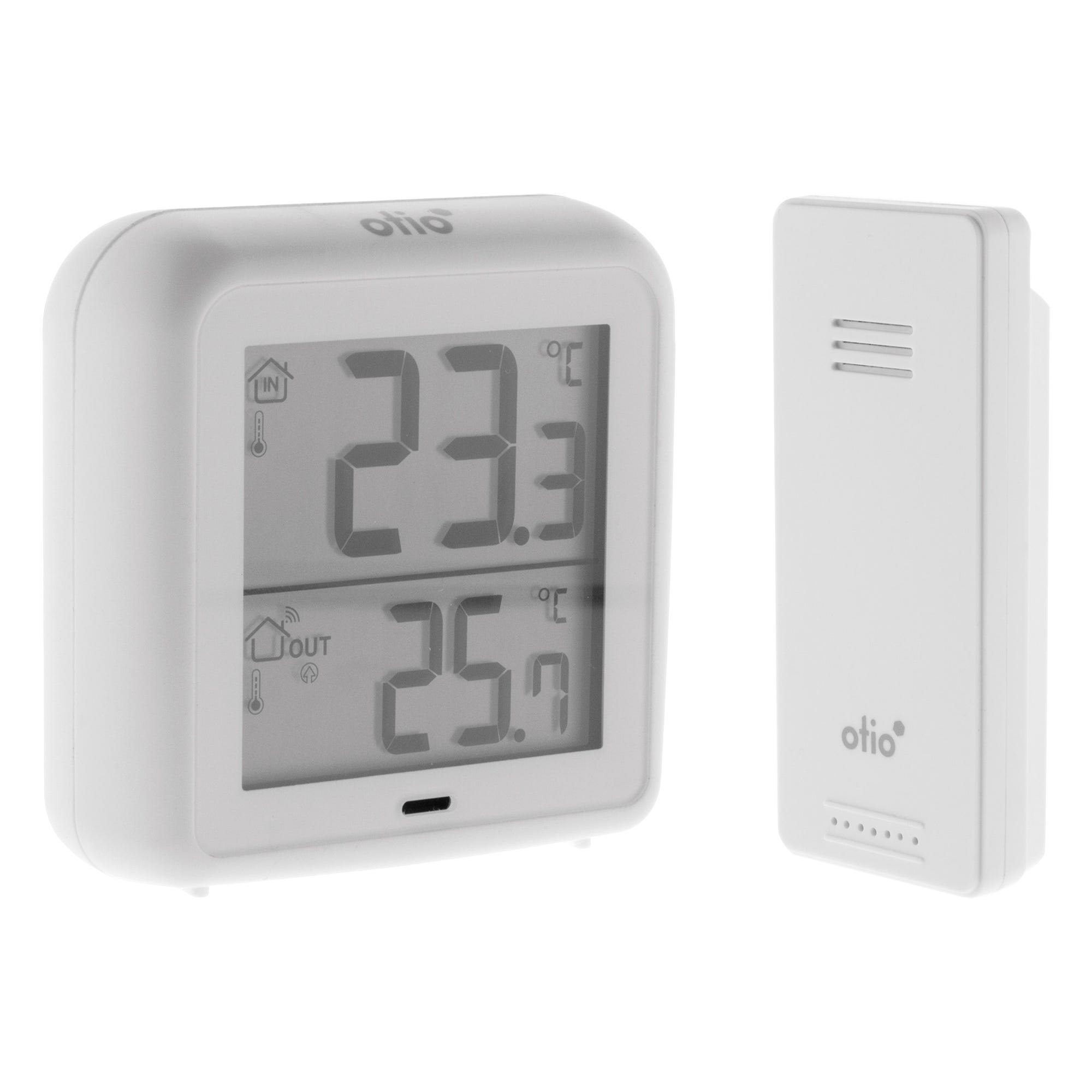 Thermomètre – hygromètre avec capteur sans fil blanc - Otio 0