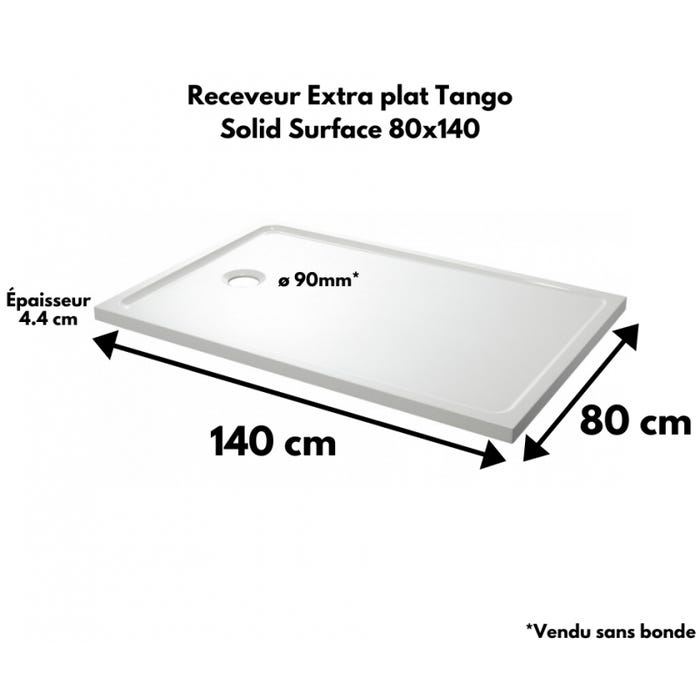 Receveur extra plat 80x140 en solid surface Tango 2