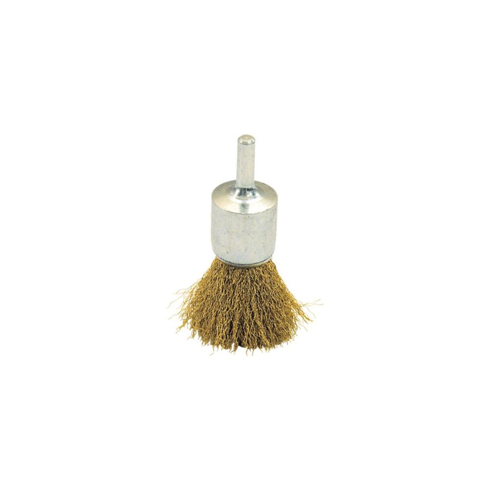 Brosse pinceau sur tige fil laitonné décapage doux bois/métal D. 22 mm - Q. 6 x 17 mm - fil 0,20 - 620.022 - Leman