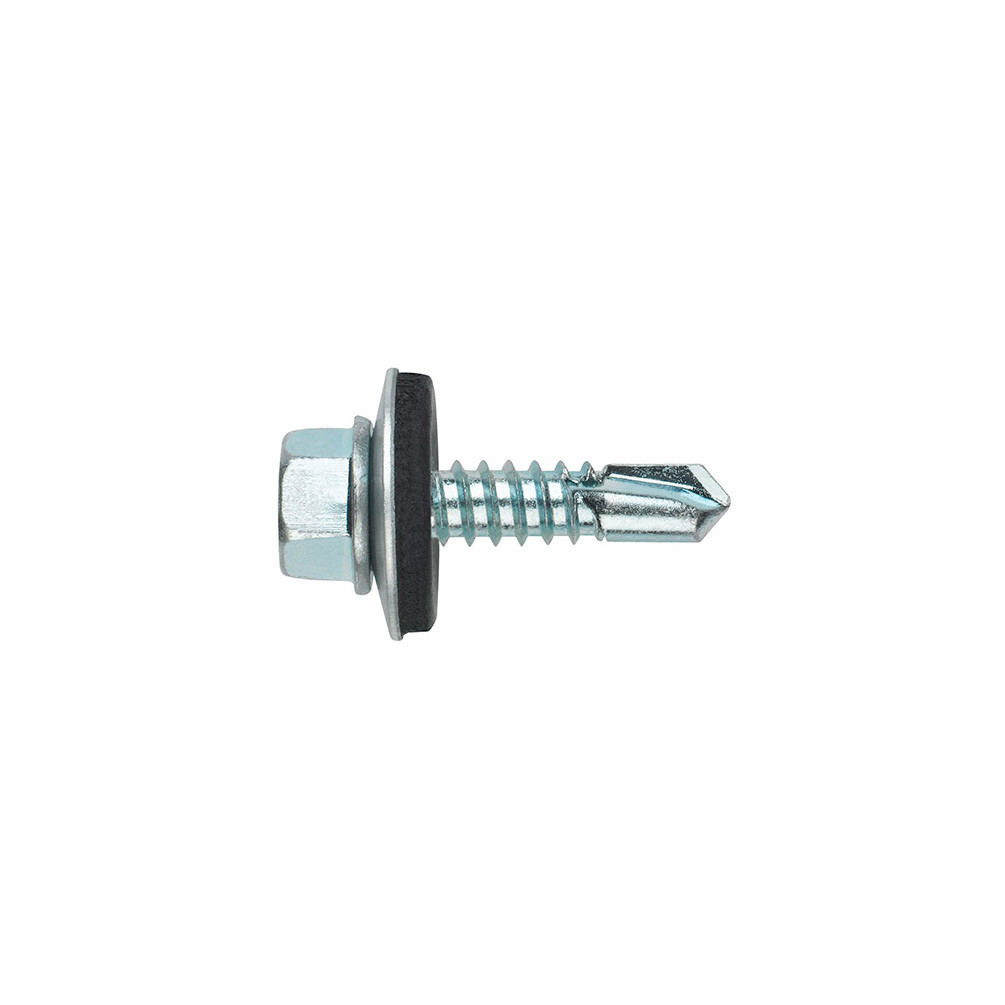100 vis autoperceuse TH à collerette estampée et rondelle EPDM 6,3 x 120 mm acier zingué pour toiture - ABE166312 - Ind