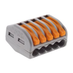 Lot de 10 bornes automatiques à cliquet S222 - 5 entrées - fils rigides et souples 4mm² max - Orange - Wago