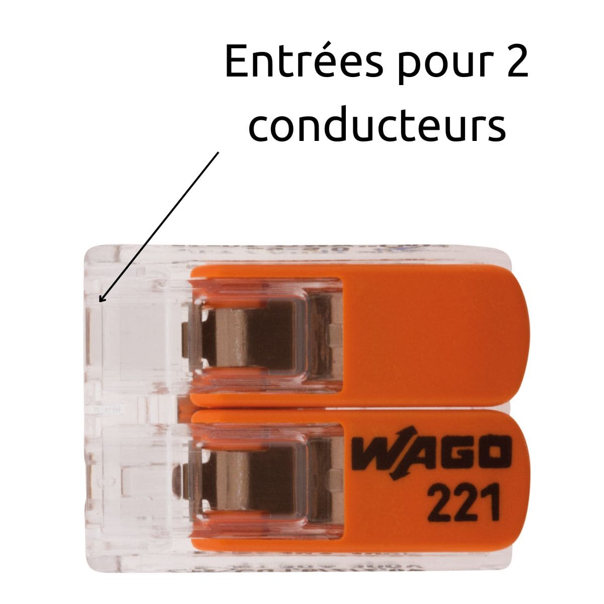 Lot de 5 bornes de raccordement S221 COMPACT - Connexion rapide - 2 conducteurs avec leviers 6mm² - Orange - Wago 2