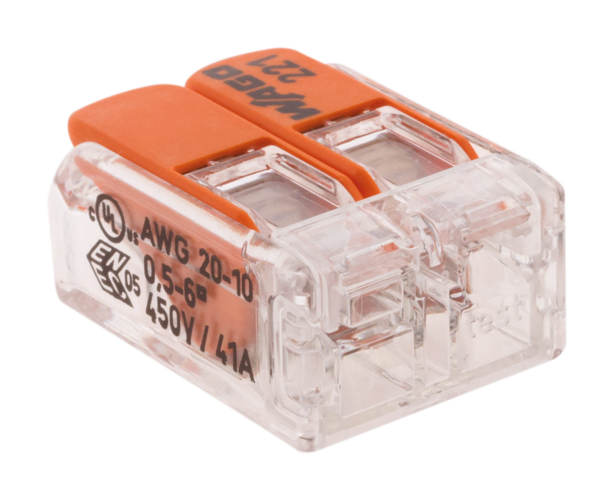 Lot de 5 mini bornes de connexion rapide S221 pour tous types de fils - 2 entrées - Wago