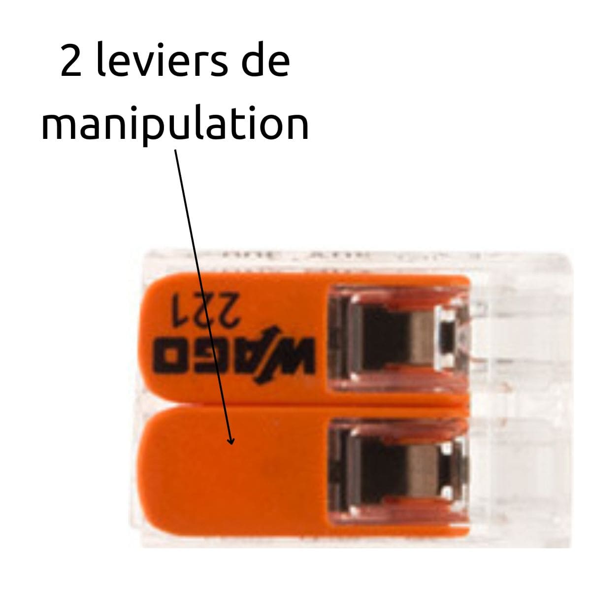 Lot de 40 bornes de raccordement S221 COMPACT - Connexion rapide - 2 conducteurs avec leviers 4mm² - Orange - Wago 1