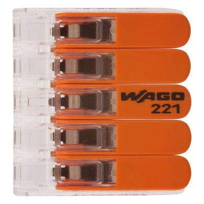Lot de 5 mini bornes de connexion rapide à levier S221 pour fils souples et  rigides - 5 entrées - Wago : : Bricolage