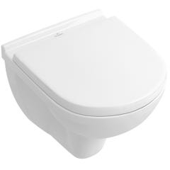 Pack WC suspendu compact sans bride VILLEROY ET BOCH O.novo + abattant + plaque blanche + bâti 1