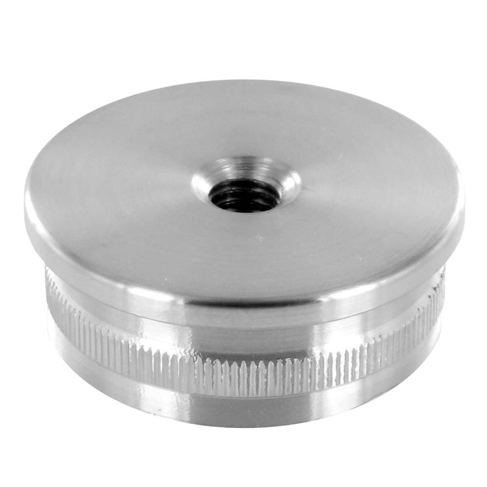 Terminaison Plate Fileté M8 pour Tube Diam 42.4mm, épaisseur 2mm, inox Brossé 4,2