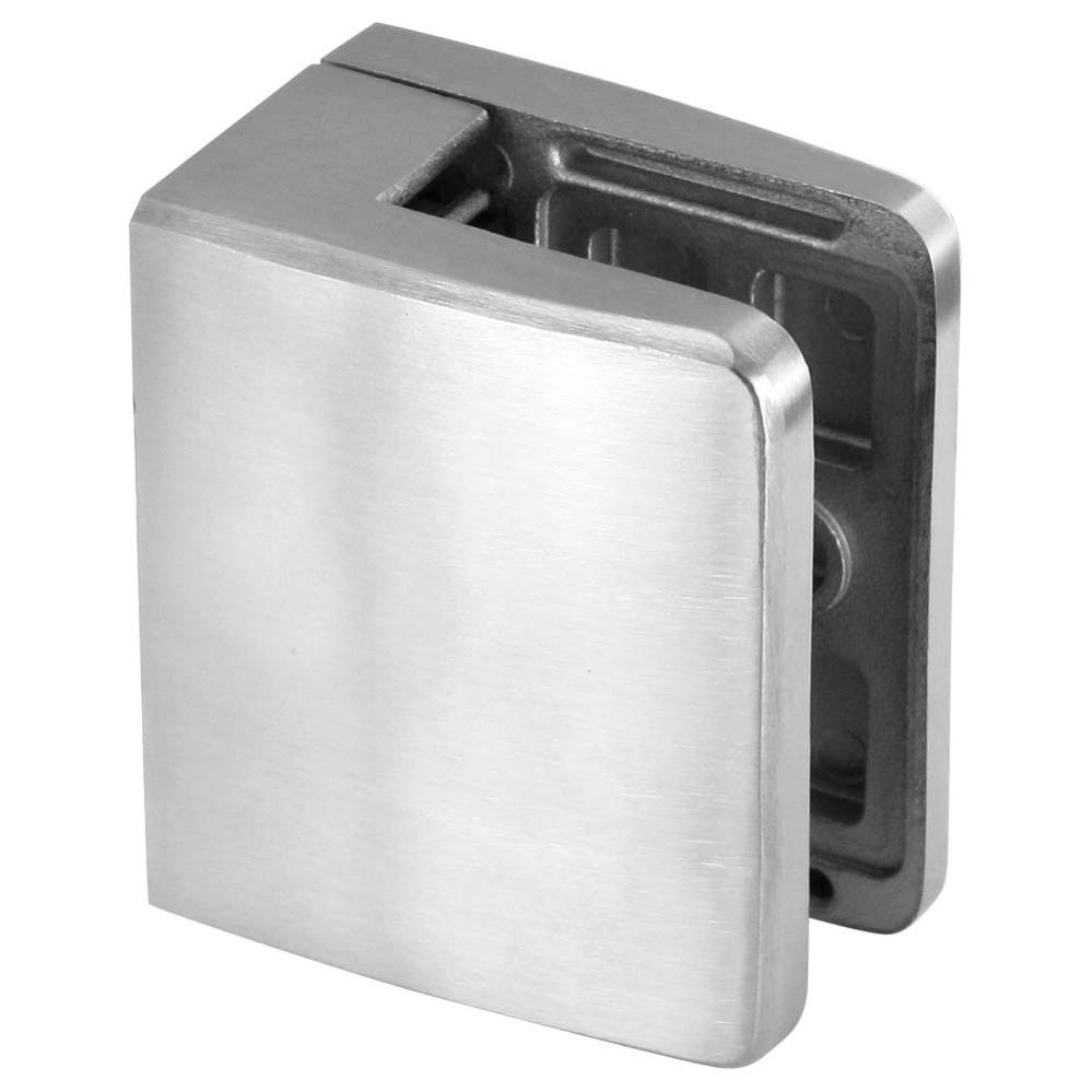 Pince Verre Rectangulaire M04, pour Verre 12.76-16,76mm, 55x 65mm, Inox brossé, fixation sur plat